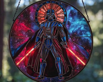 Vader Acrylic Faux Stained Glass Suncatcher, Darth Window Hanging , Dark Side Home Decor Gift, Gift For Hịm, Magical Decor, Birthday Gift