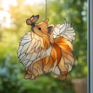 Pomeranian Dog Window Suncatcher, Custom Pet Memorial Gift, Unique Dog ACRYLIC Art Window Hanging Keepsake Gift, Animal Lovers NOT GLASS(2D)