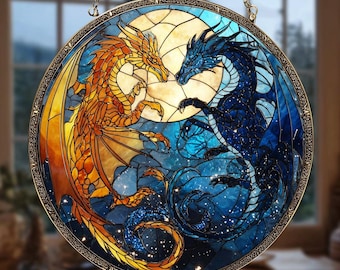 Fourth Wing Dragon GLASS Window Hanging Decor, Basgiath War College Window Suncatcher, Empyrean Series Ornament Decor, Fantasy Love Gifts