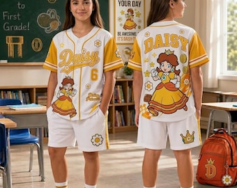 Camiseta escolar personalizada de la Princesa Daisy para niñas, camiseta con nombre y grado personalizados, camiseta de regreso a clases, camiseta para el primer día de clases.