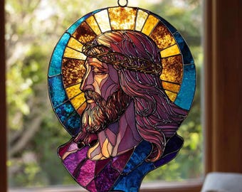 Jesus Easter Window Hanging Acrylic, Christian Gift, Home Window Decoration Gift for Parents or Believers, Religious Home Decor Christian