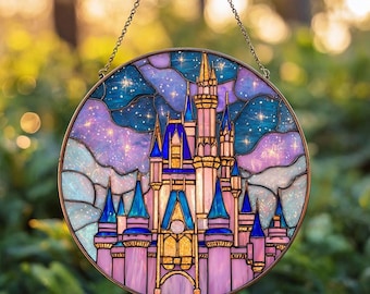 Disneyland Castle Stained Glass Suncatcher, Magic Kingdom Suncatcher, Disney Fan Window Decor Magical Kingdom, Window Gifts Suncatcher