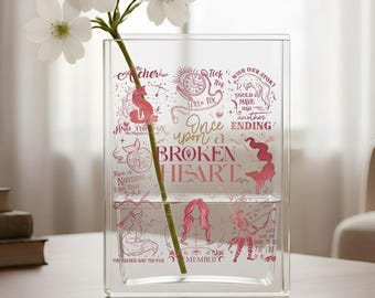 Once Upon A Broken Heart Book Vase, Acrylic Book Vase, Archer and the Fox, Fantasy Romance Decor, Book Lover Gift, Aesthetic Shelf Decor