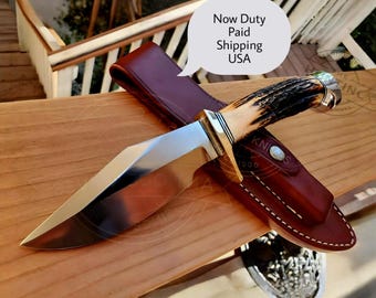 Replica di coltello da caccia Randall "Bushmaster" fatto a mano con fodero / Coltello da caccia / Coltello da bushcraft / Edizione da collezione / Il regalo migliore per lui