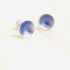 Stud Earrings ~ 7/16” Lilac Enamel Earrings, Minimalist Fine Silver Post Earrings, Periwinkle Earrings, Small Earrings, Unisex Earrings