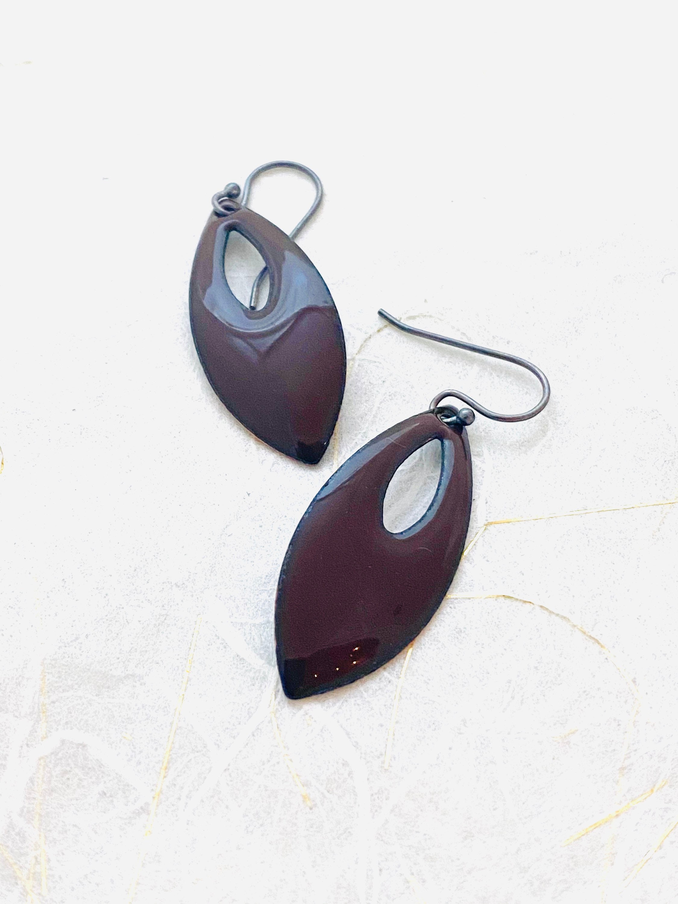 Diamond Shape Earrings Chocolate Brown Earrings Enamel Retro Etsy UK