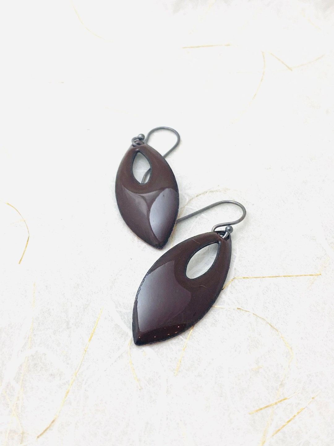 Diamond Shape Earrings Chocolate Brown Earrings Enamel Retro Etsy UK