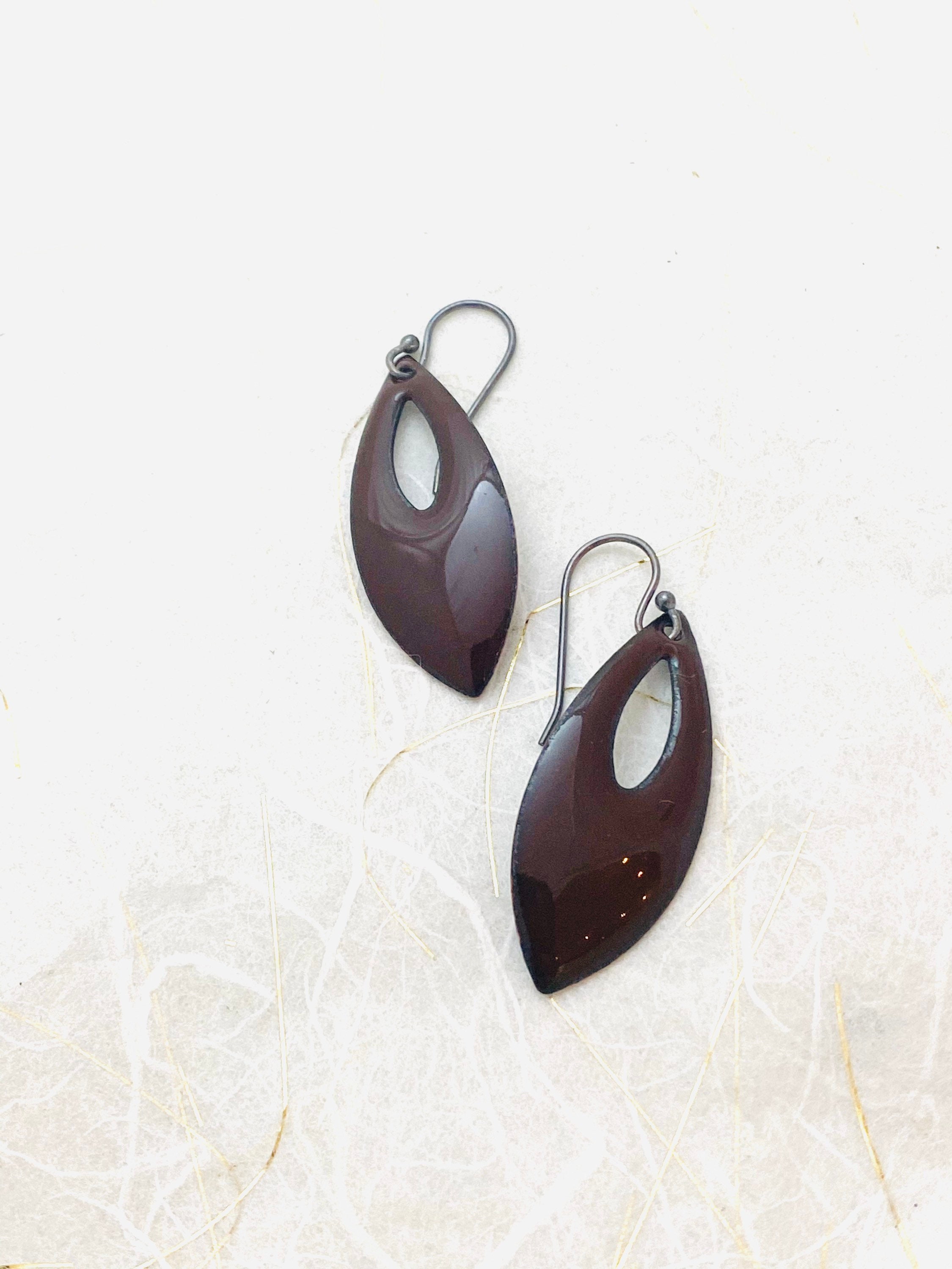 Diamond Shape Earrings Chocolate Brown Earrings Enamel Retro Etsy UK