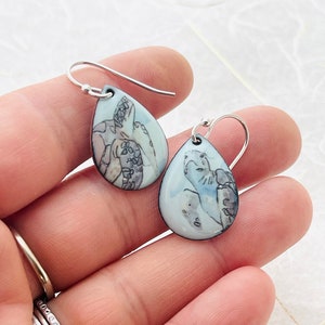 Sea Turtle Earrings, Blue Enamel, Turtle Earrings, Honu Earrings, Handmade Earrings, Gift Earrings, Women’s Earrings, Cute Earrings