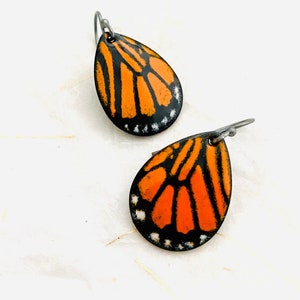 Butterfly Earrings, Colorful Enamel Monarch Butterfly Wing Earrings, Butterfly Jewelry, Monarch Jewelry, Handmade Jewelry, Gift For Her