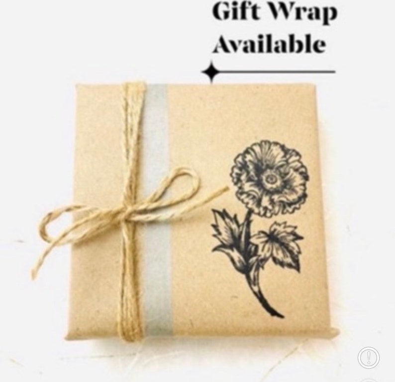 May include: A brown paper gift bag with a white stripe and a black and white floral design. The bag is tied with twine and has a bow.