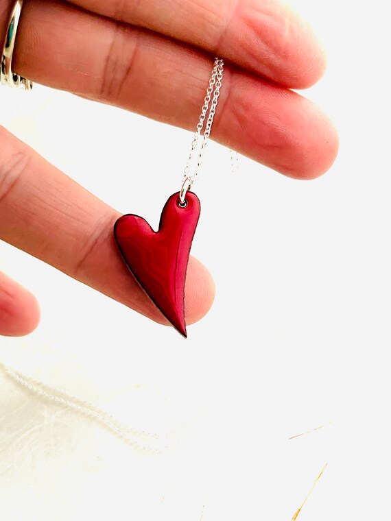 RED ENAMEL HEART PENDANT