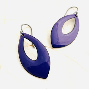 Diamond Shape Earrings,  Dark Purple Enamel Minimalist Cutout Earrings, Summer Earrings, Womans Earrings, Purple Earrings, Handmade Earrings