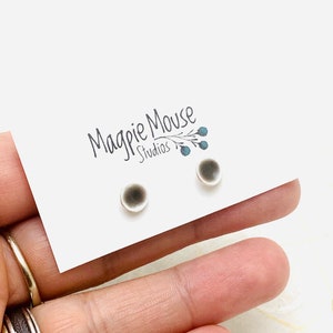 Stud Earrings ~ 1/4” Earl Gray Enamel Minimalist Silver Post Earrings, Gray Earrings, Small Earrings, Gift Earrings, Neutral Gray Earrings