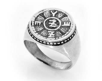 Spiritual Protection man ring Amulet,kabala,asiyadesign,silver,jewelry,gifts,spirituality,art,