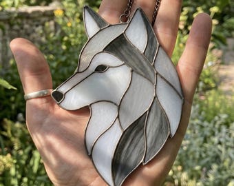 Wolf Stained Glass Pattern | Animal Suncatcher | Forest Window Hanging Decor | Beginner Friendly Nature Gift