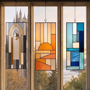 Bundel modern geometrisch glas-in-loodpatroon | Abstracte zonnevangers | Digitale art-deco-decorpatroon downloaden