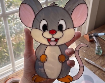 Mouse Stained Glass Pattern | Mouse Suncatcher | Woodland Decor | Animal Gift | Digital Download