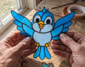 Bluebird Stained Glass Pattern | Bird Suncatcher | Garden Decor | Nature Gift | Digital Download