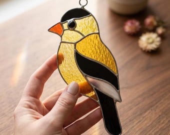 Goldfinch Stained Glass Pattern | Bird Suncatcher | Garden Decor | Nature Lover Gift | Digital Pattern Download