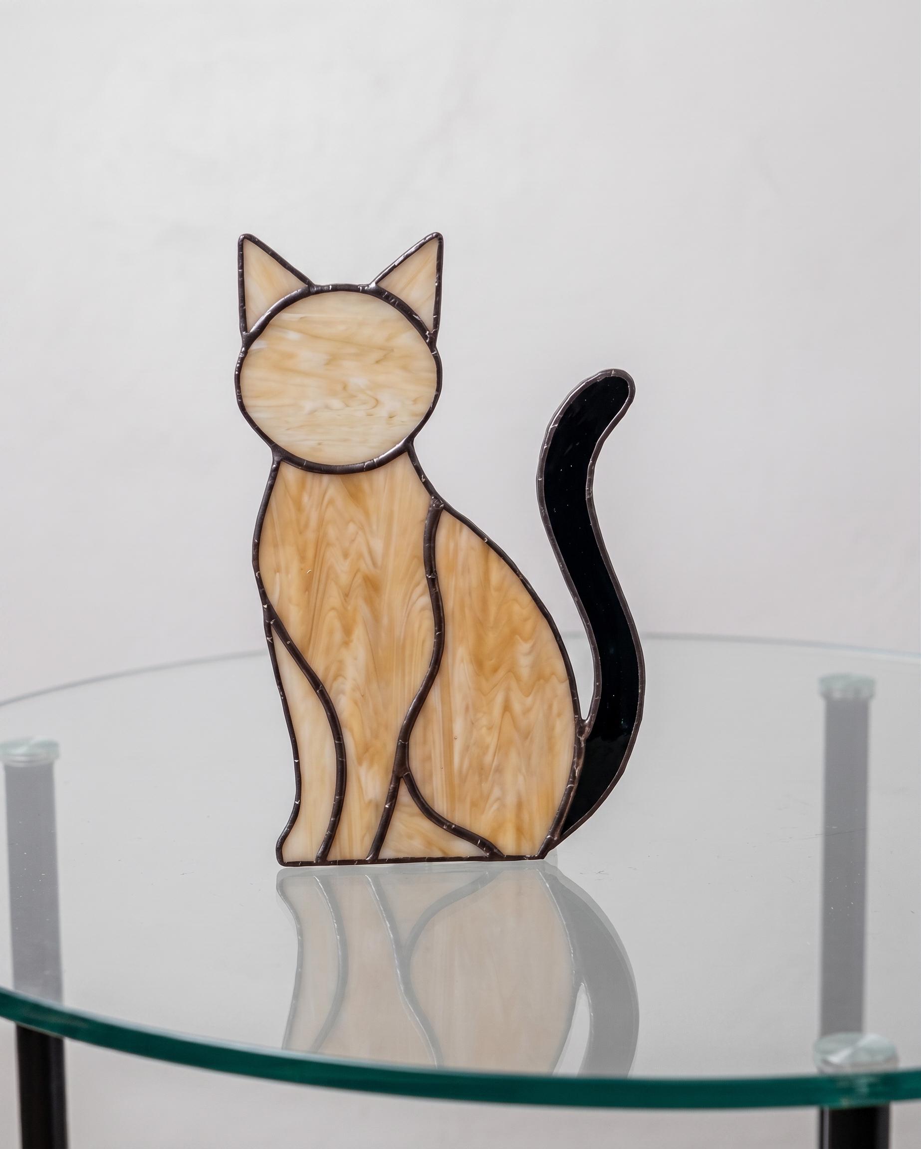 Cat Stained Glass Pattern: DIY Suncatcher, Home Decor Printable Pattern ...