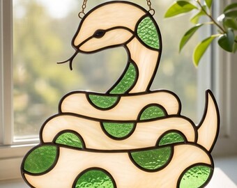 Coiled Snake Stained Glass Pattern | Beginner Snake Suncatcher | Digital Download