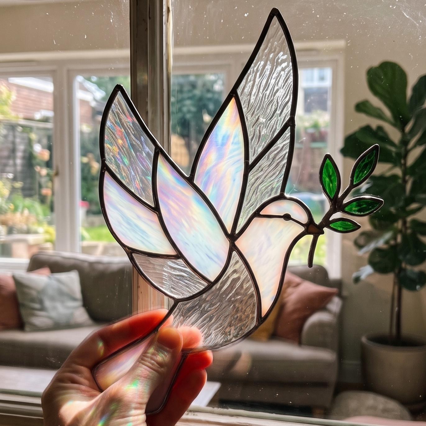 Peace Dove Stained Glass Pattern | Olive Branch Bird Suncatcher ...