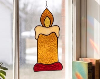 Candle Stained Glass Pattern | Candle Suncatcher | Holiday Decor | Christmas Gift | Digital Download