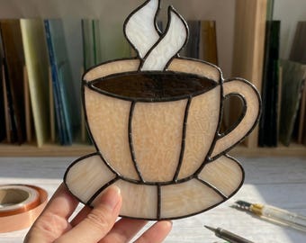 Coffee Mug Stained Glass Pattern | Café Suncatcher | Kitchen Decor | Housewarming Gift