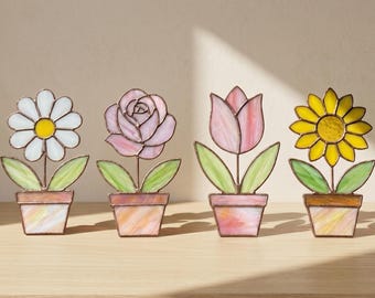 Flower Pot Stained Glass Pattern Bundle | Floral Suncatchers | Garden Decor Gift | Digital Download