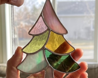 Stained Glass Christmas Tree Ornament Pattern: DIY Suncatcher (Digital Download PDF)