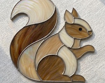 Squirrel Stained Glass Pattern | Woodland Animal Suncatcher | Forest Window Hanging Decor | Beginner Friendly Gift