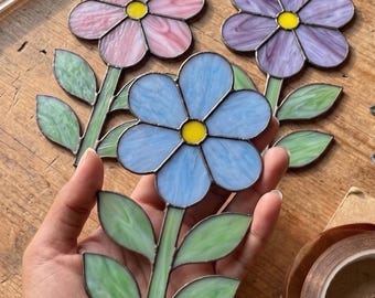 Flower Stained Glass Pattern | Floral Suncatcher | Garden Decor | Spring Gift | Digital Download