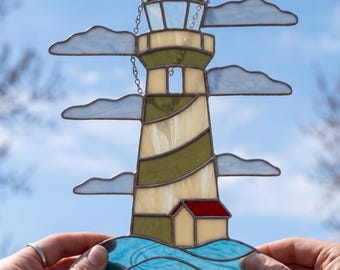 Lighthouse Stained Glass Pattern | Coastal Suncatcher | Nautical Decor | Beach House Gift