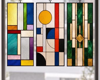 Modern Stained Glass Pattern Bundle | Abstract Panels | Contemporary Decor | Digital Pattern Download