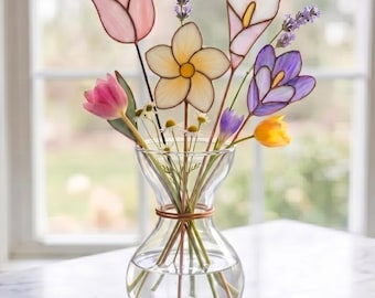 Flowers Stained Glass Pattern Bundle | Floral Suncatchers | Garden Decor Gift | Digital Pattern Download
