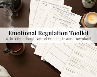 Toolkit zur Emotionsregulierung | DBT und CBT Fähigkeiten bündeln | Stop Überreagieren & Verstärkung | Therapie Arbeitsblätter | Druckbares PDF
