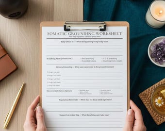 Werkblad somatische aarding | Resetten van het zenuwstelsel | Hulpmiddel voor lichaam-geestregulatie | Afdrukbare pdf | Therapiegericht | Direct downloaden