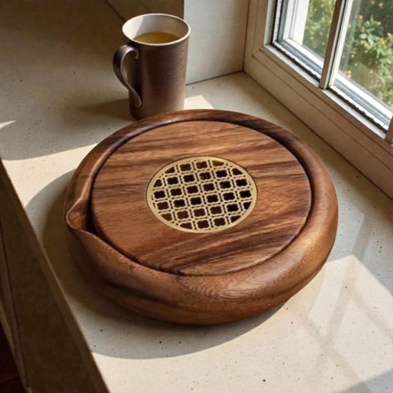 Walnut Wood Gongfu Tea Tray – Chinese Style Tea Table with Hidden Water Storage