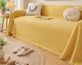 Modern Waterproof Chenille Sofa Cover – Non Slip Couch Protector, Pet Friendly Sectional Throw, Washable Furniture Cover, Soft Living Room