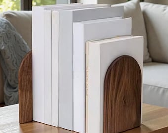 Artisan Solid Wood Bookends – Handcrafted Natural Desk & Bookshelf Accent