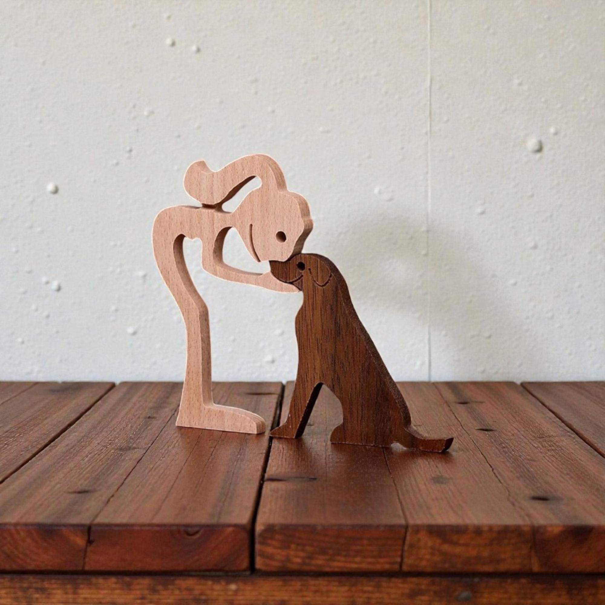 木製 犬の彫刻 Dog human wood sculpture - Etsy 日本