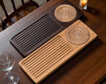 Japanese Walnut Tea Tray – Elegant Gongfu Ceremony Base for Kung Fu Tea Lovers