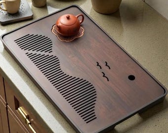 Natural Bamboo Gongfu Tea Tray – Elegant Chinese Tea Ceremony Board with Drainage