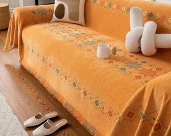 Bohemian-Style Chenille Couch Cover – Soft Non-Slip Protection & Cat-Scratch Resistant Design