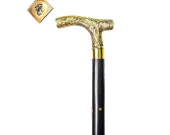 Elegant Vintage Derby Brass Curved Handle Folding Stylish Hardwood Walking Stick - All Sizes
