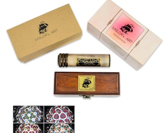 Personalised Antique Handmade Brass Kaleidoscope | Educational Gift for Adults,Kids, With Wooden Box, Vintage Collection