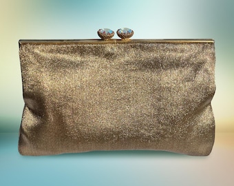 Vintage 60s Walborg Rhinestone Metal Gold Bag 1960s Space  display picture 2