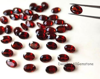 Natural Red Garnet Oval Faceted Gemstone | Deep Red Almandine Garnet | January Birthstone | Loose Stone for Jewelry Making