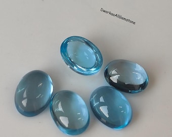 Natural Swiss Blue Topaz Oval Cabochon 4x6mm - 6x8mm AAA Loose Gemstone for Jewelry Making Blue Topaz Oval December Birthstone
